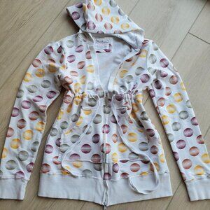 y2k white print babydoll hoodie